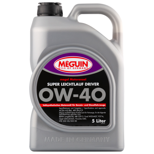 Синтетическое моторное масло Megol Motorenoel Super Leichtlauf Driver 0W-40 - 5 л Синтетическое моторное масло Megol Motorenoel Super Leichtlauf Driver 0W-40 - 5 л